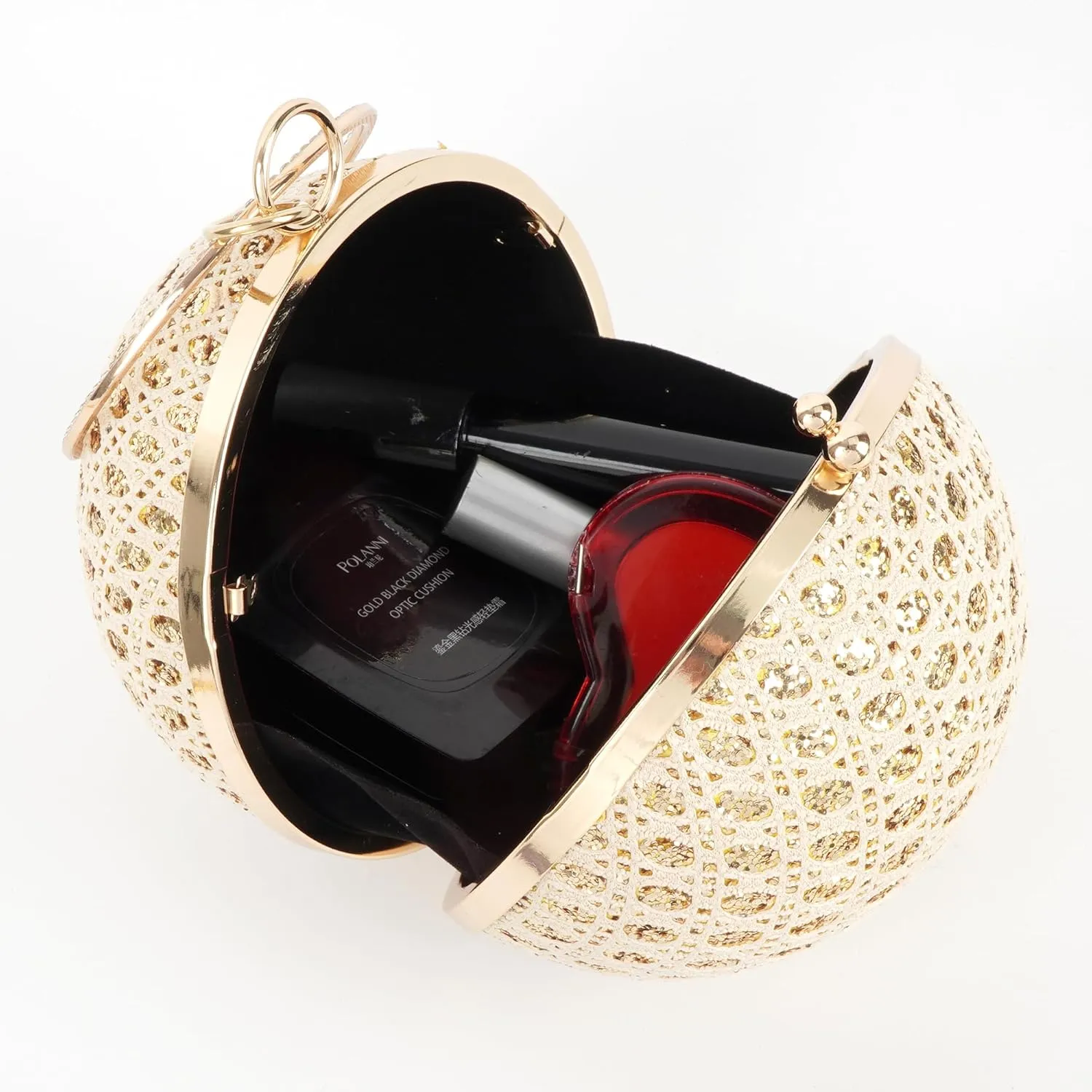 Glittering Round Straw Shoulder Bag: Sequined Chain Strap & Versatile Crossbody Design for Day-to-Evening Elegance