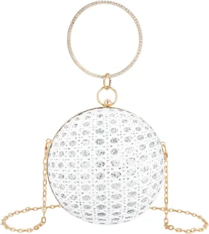 Glittering Round Straw Shoulder Bag: Sequined Chain Strap & Versatile Crossbody Design for Day-to-Evening Elegance