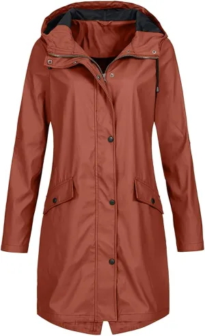 GOKKILRW Womens Rain Coat Waterproof Active Outdoor Hiking Jacket Lightweight Full Zip Fall Winter Outwear Windbreaker Hooded