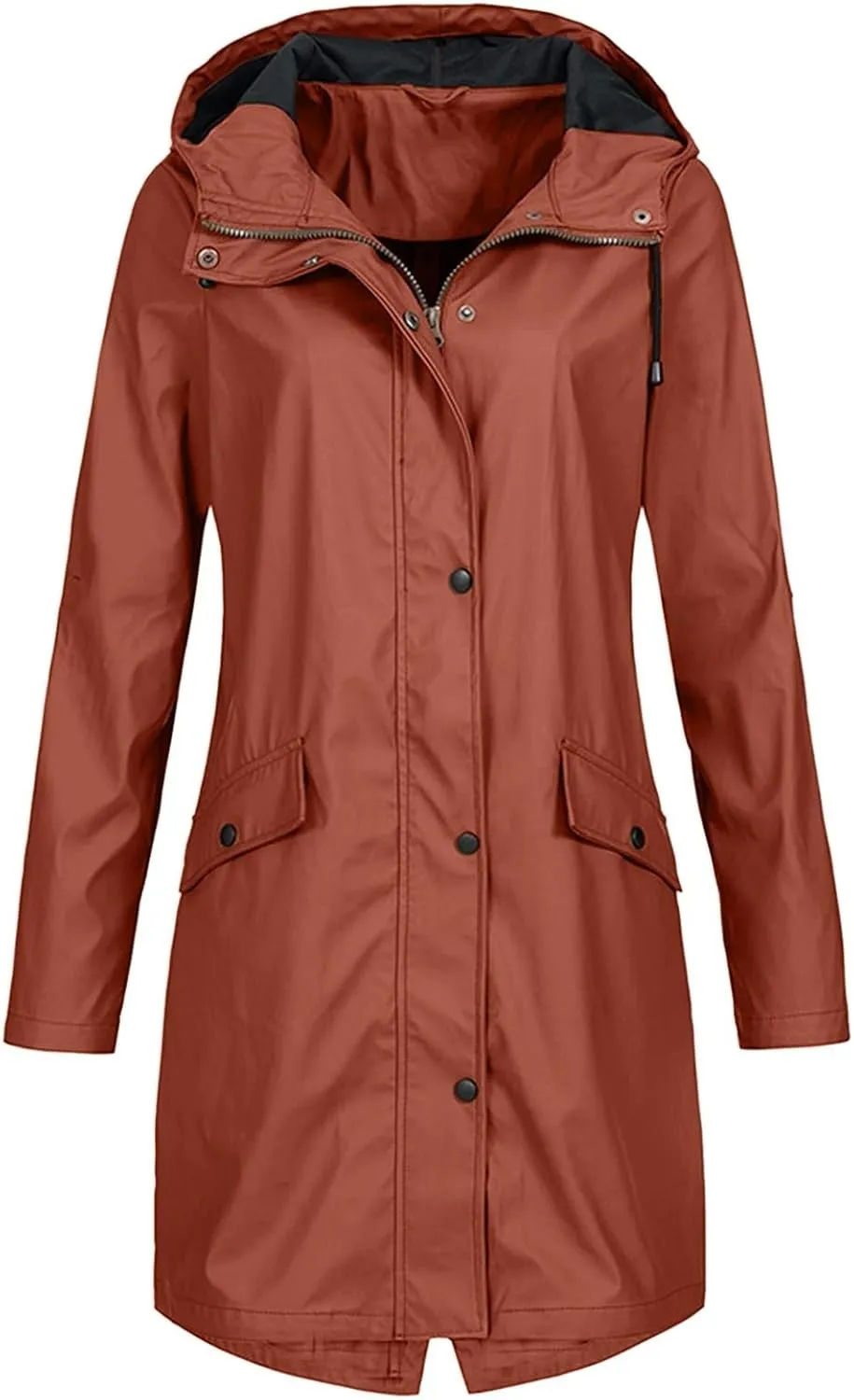 GOKKILRW Womens Rain Coat Waterproof Active Outdoor Hiking Jacket Lightweight Full Zip Fall Winter Outwear Windbreaker Hooded