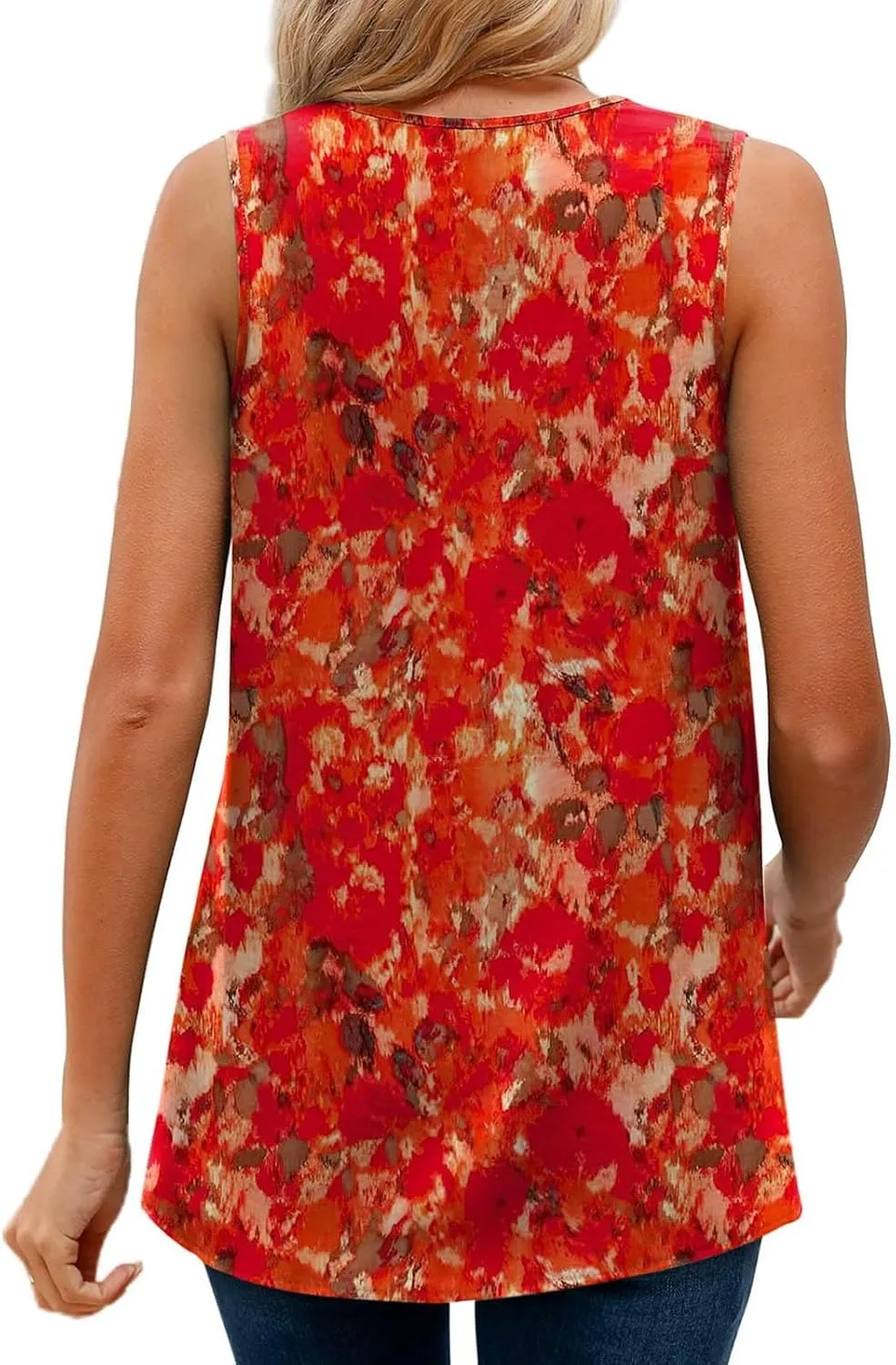 GOKKILRW Womens Tank Tops Casual Boho V Neck Loose Fit Flowy T Shirts Sleeveless Floral Print Vacation Beach Tunic Tops 2024