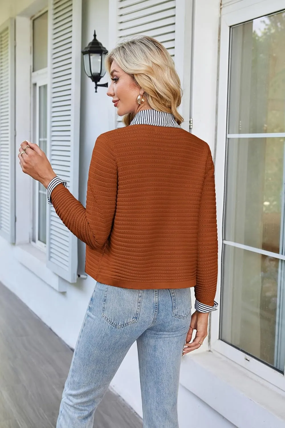 GRACE KARIN Women's Knit Cardigan Sweaters Long Sleeve Open Front Button Down Trendy Jackets Lightweight Summer Outfits