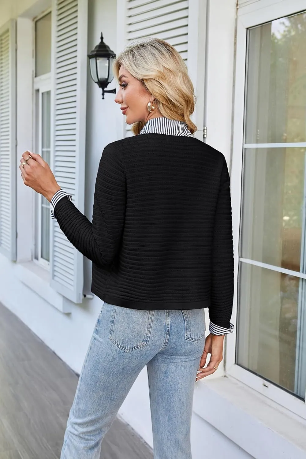 GRACE KARIN Women's Knit Cardigan Sweaters Long Sleeve Open Front Button Down Trendy Jackets Lightweight Summer Outfits
