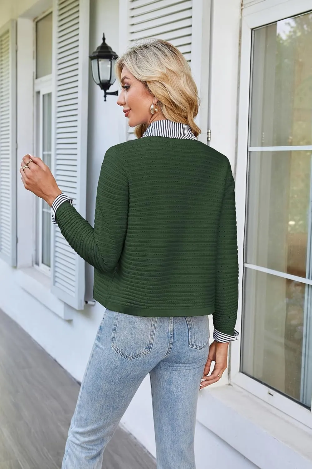 GRACE KARIN Women's Knit Cardigan Sweaters Long Sleeve Open Front Button Down Trendy Jackets Lightweight Summer Outfits