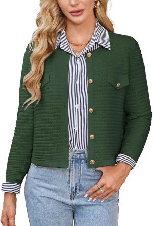 GRACE KARIN Women's Knit Cardigan Sweaters Long Sleeve Open Front Button Down Trendy Jackets Lightweight Summer Outfits
