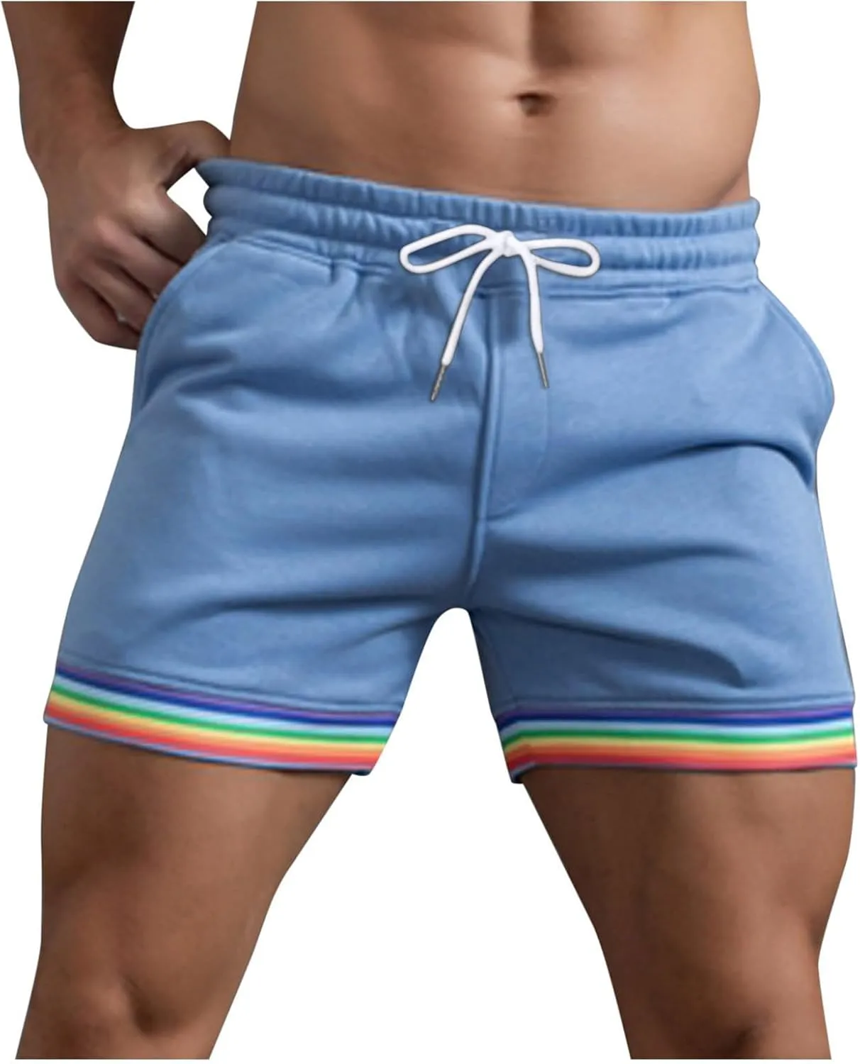 Gym Shorts for Men Slim-Fit Elastic Beach Shorts Gym Basketball Lightweight Classic Regular Activewear Pants