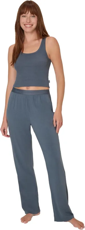 Hanes Women's Originals SuperSoft Comfywear 2 Piece Crop Tank & Lounge Pants Loungewear Set