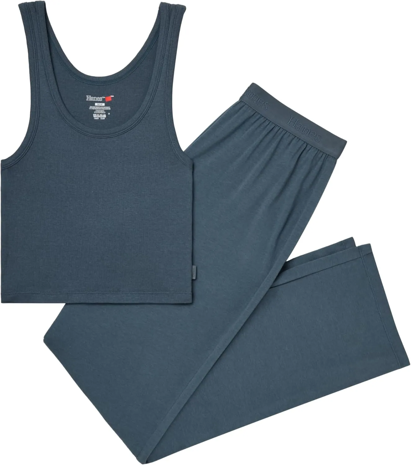 Hanes Women's Originals SuperSoft Comfywear 2 Piece Crop Tank & Lounge Pants Loungewear Set