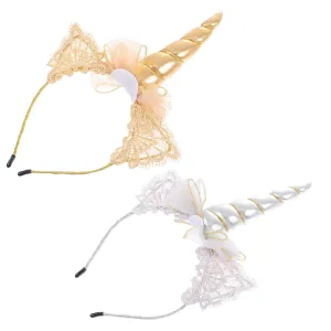 Happyyami 2pcs Unicorn Horn Gold Headbands Boys and Girls Hair Accessories Cottagecore Accessories