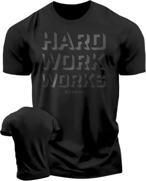 Hard Work Works Gym Workout Shirts for Men Funny Sayings Cool Lifting T-Shirt