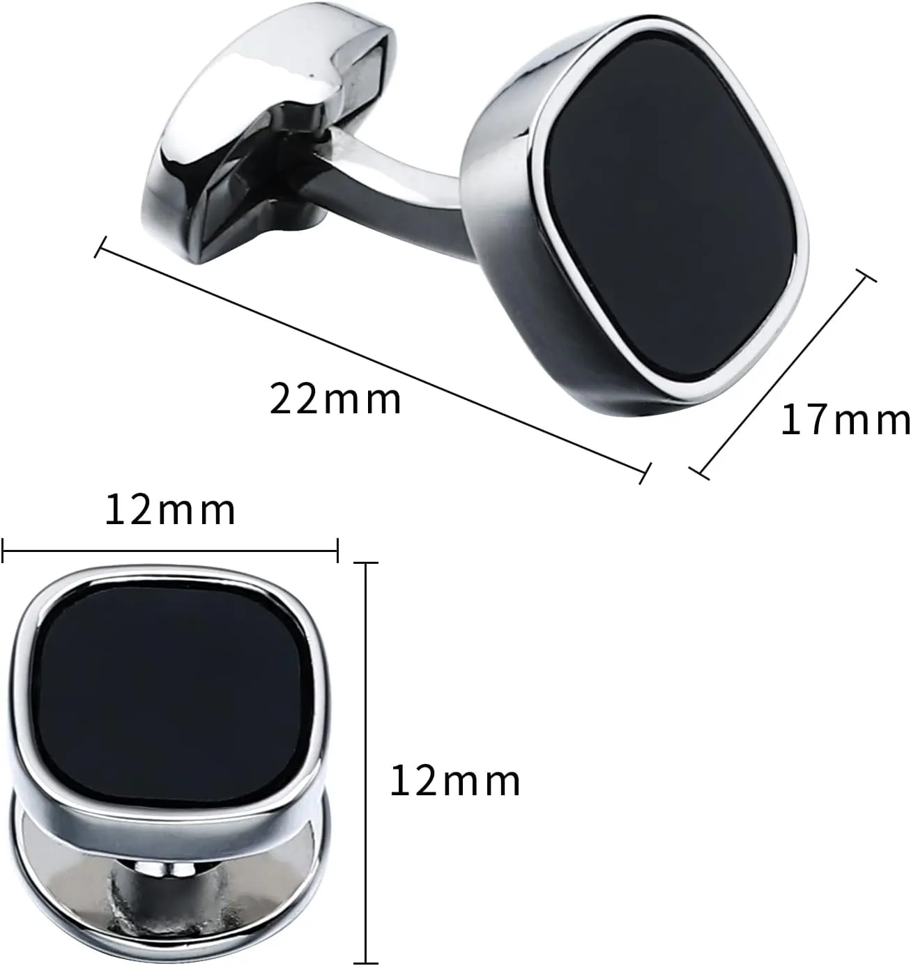 HAWSON Cufflinks and Studs for Men-Black Stone Mens Fashion Gun-Black Cufflinks and Tuxedo Shirt Studs Set for Regular Weeding Business Accessories