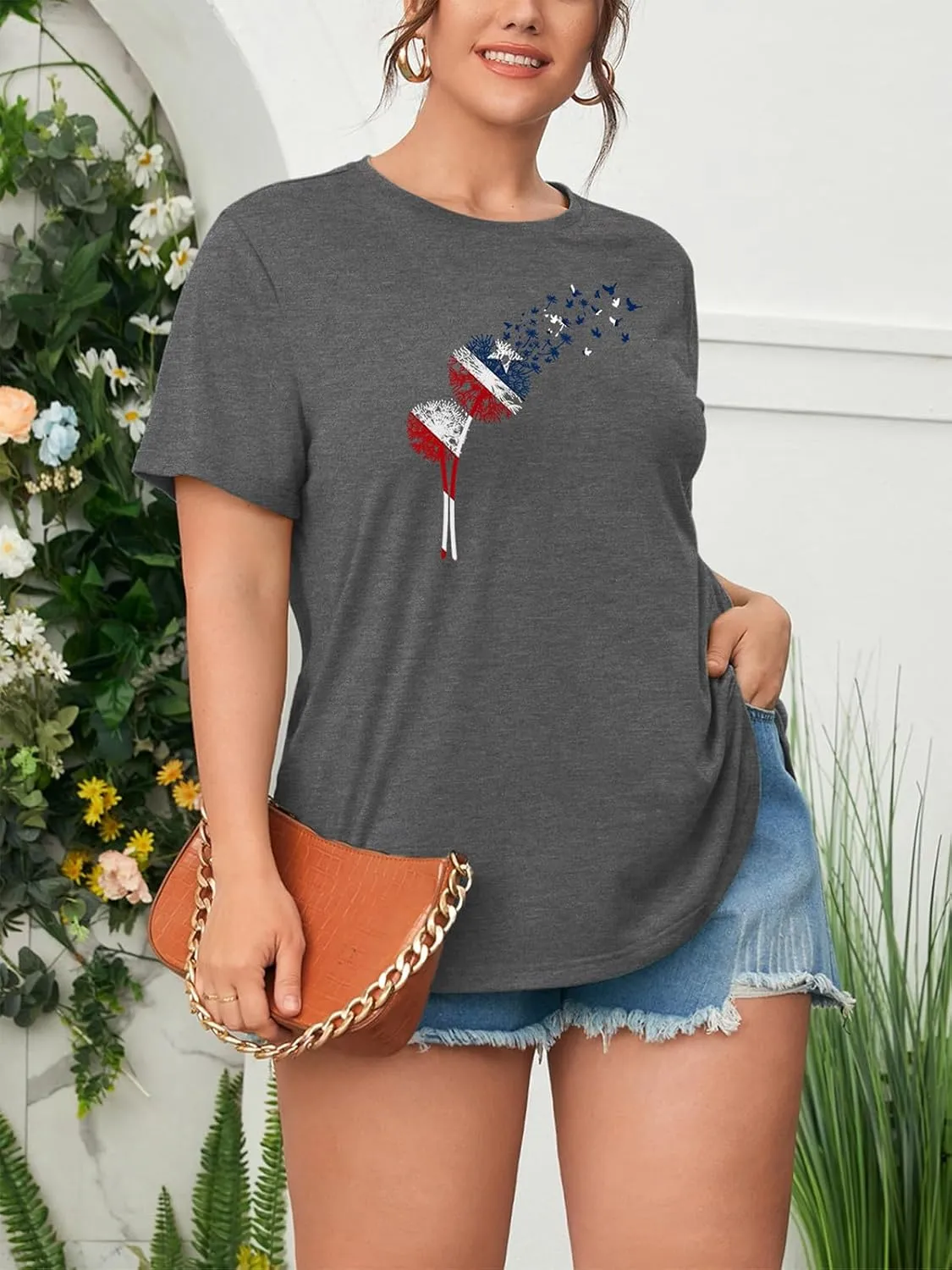 HDLTE Women Plus Size T Shirts Short Sleeve Casual Graphic Tee Tops