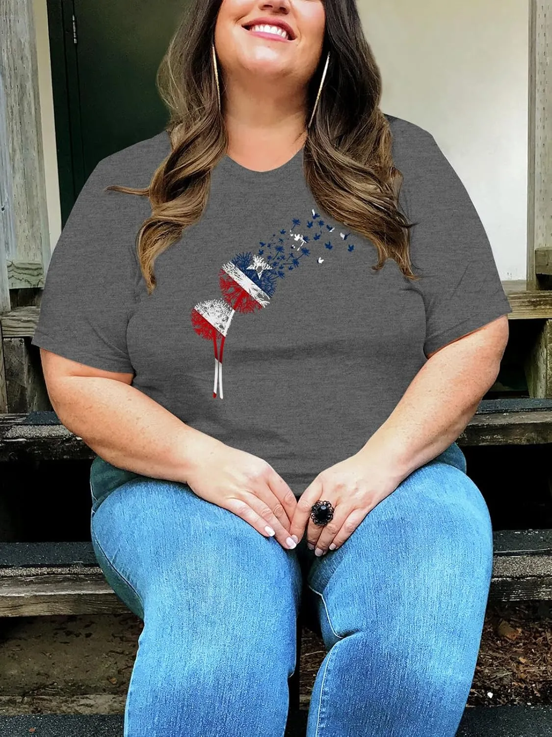 HDLTE Women Plus Size T Shirts Short Sleeve Casual Graphic Tee Tops