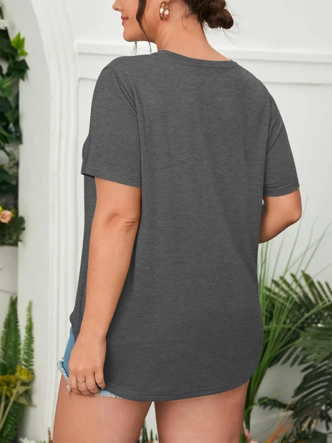 HDLTE Women Plus Size T Shirts Short Sleeve Casual Graphic Tee Tops