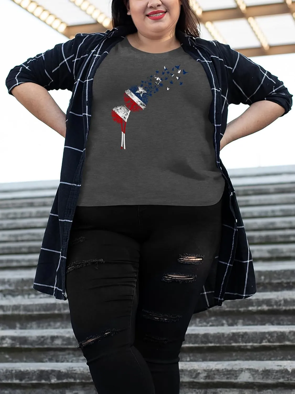 HDLTE Women Plus Size T Shirts Short Sleeve Casual Graphic Tee Tops