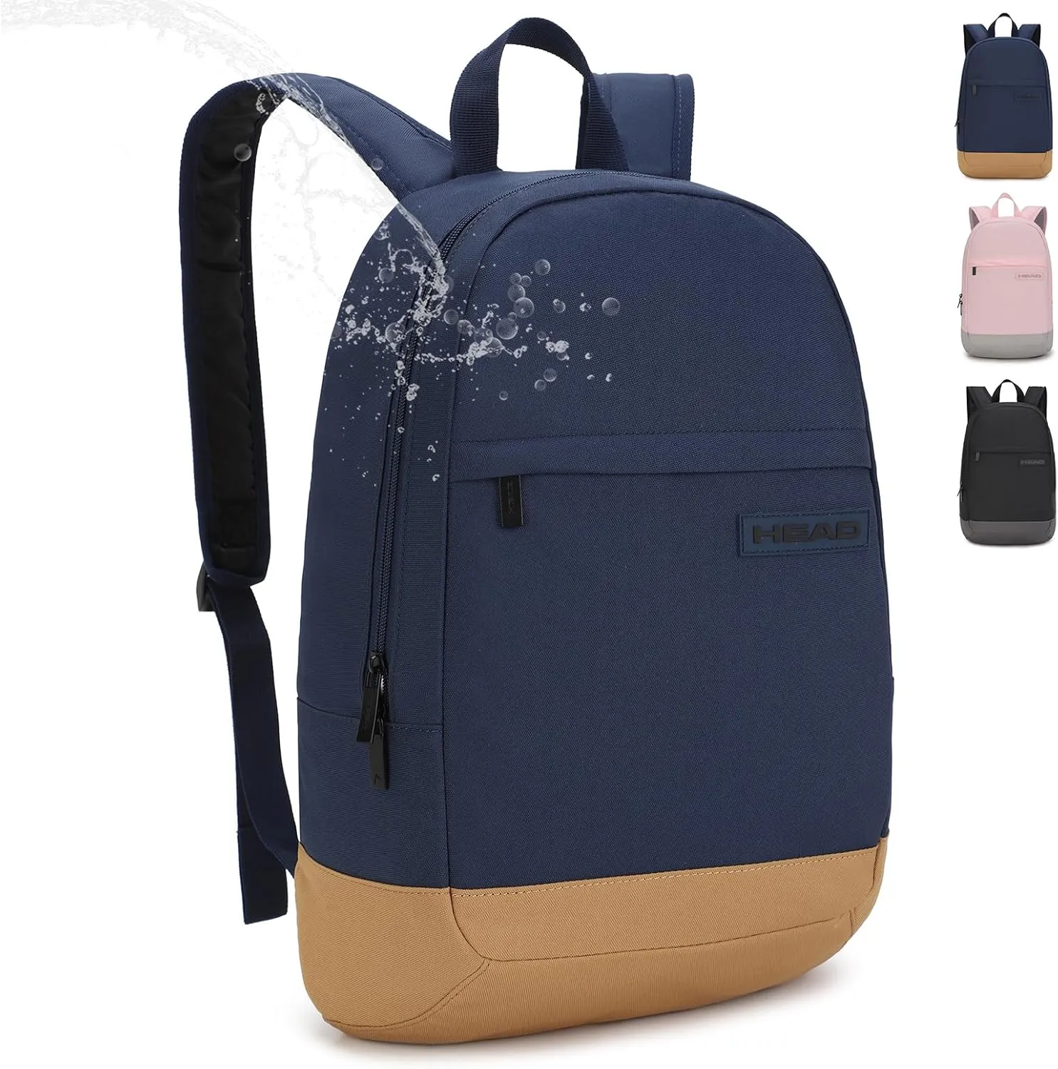 HEAD Small Waterproof Travel Backpack for Women & Men, Lightweight Casual Daypacks for Sport/Gym/Fitness/Work/Daily, College Computer Bag for 15.6 inch Notebook