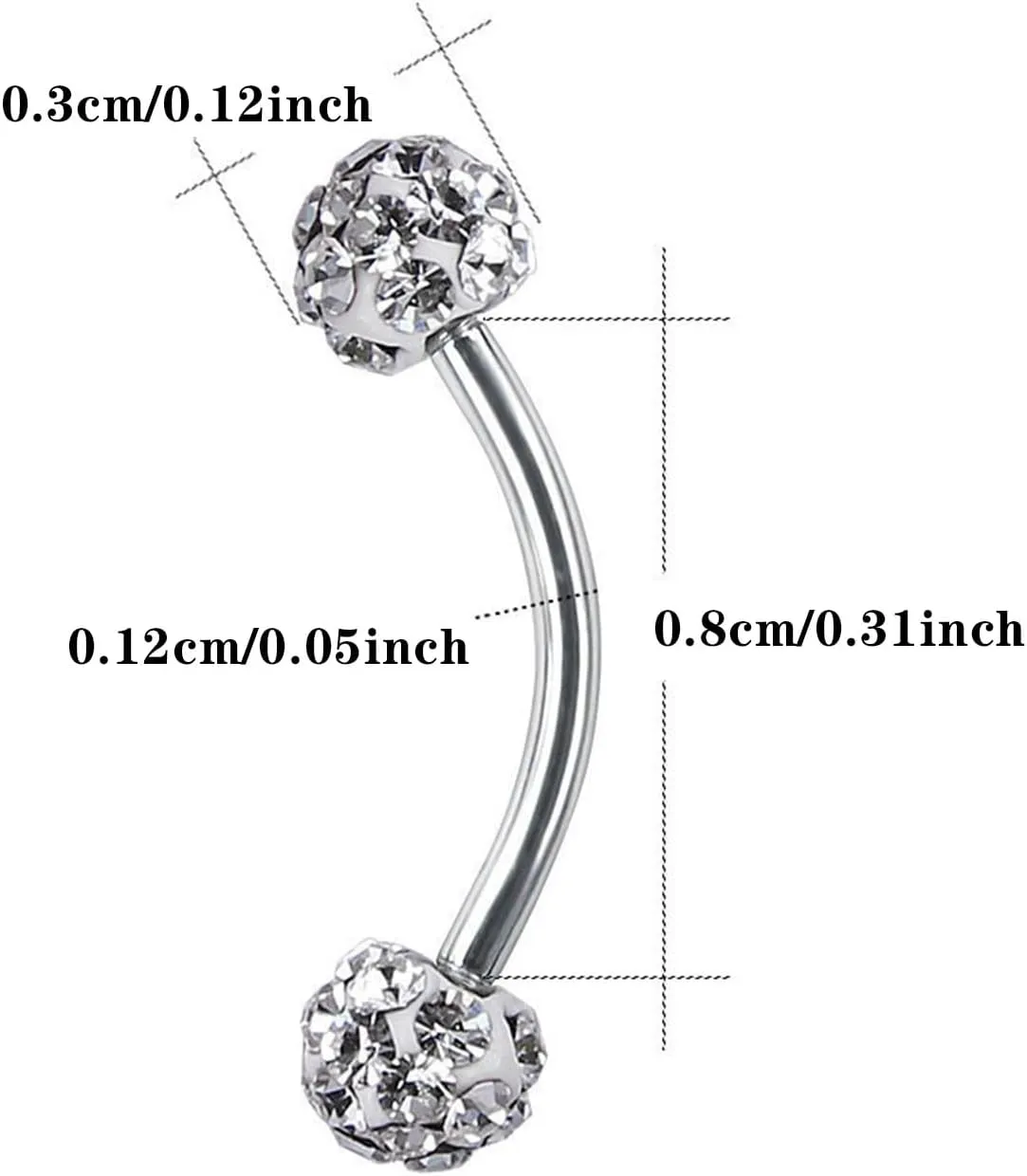 Heart Piercing Jewelry Barbell Ring 8mm 3mm Earring Eyebrow Piercing Jewelry Nose Stud Screw
