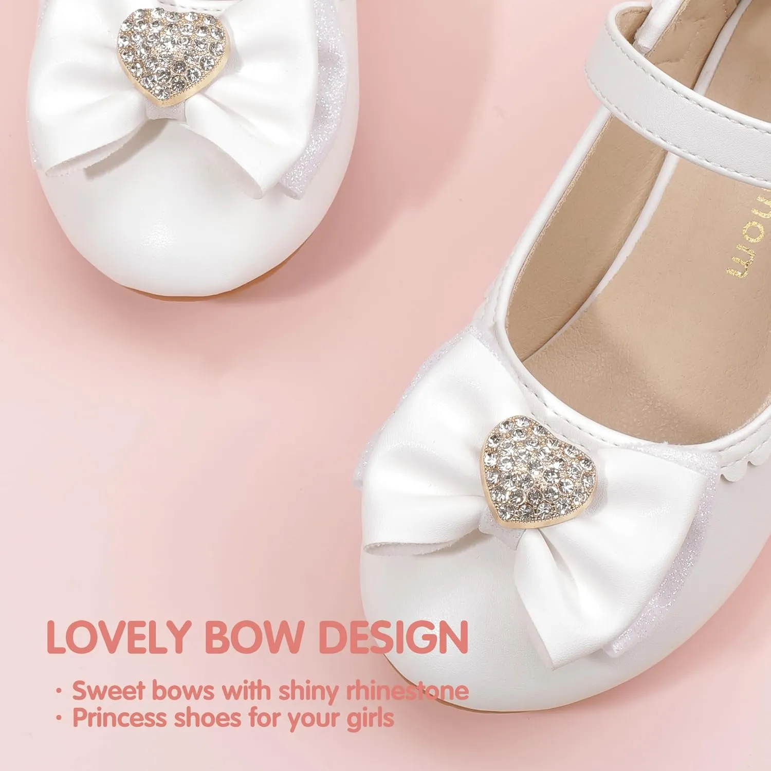 Hehainom Girls Dress Shoes Low Heels Mary Jane Flower Girl Wedding Party Communion Toddler Kids Heels