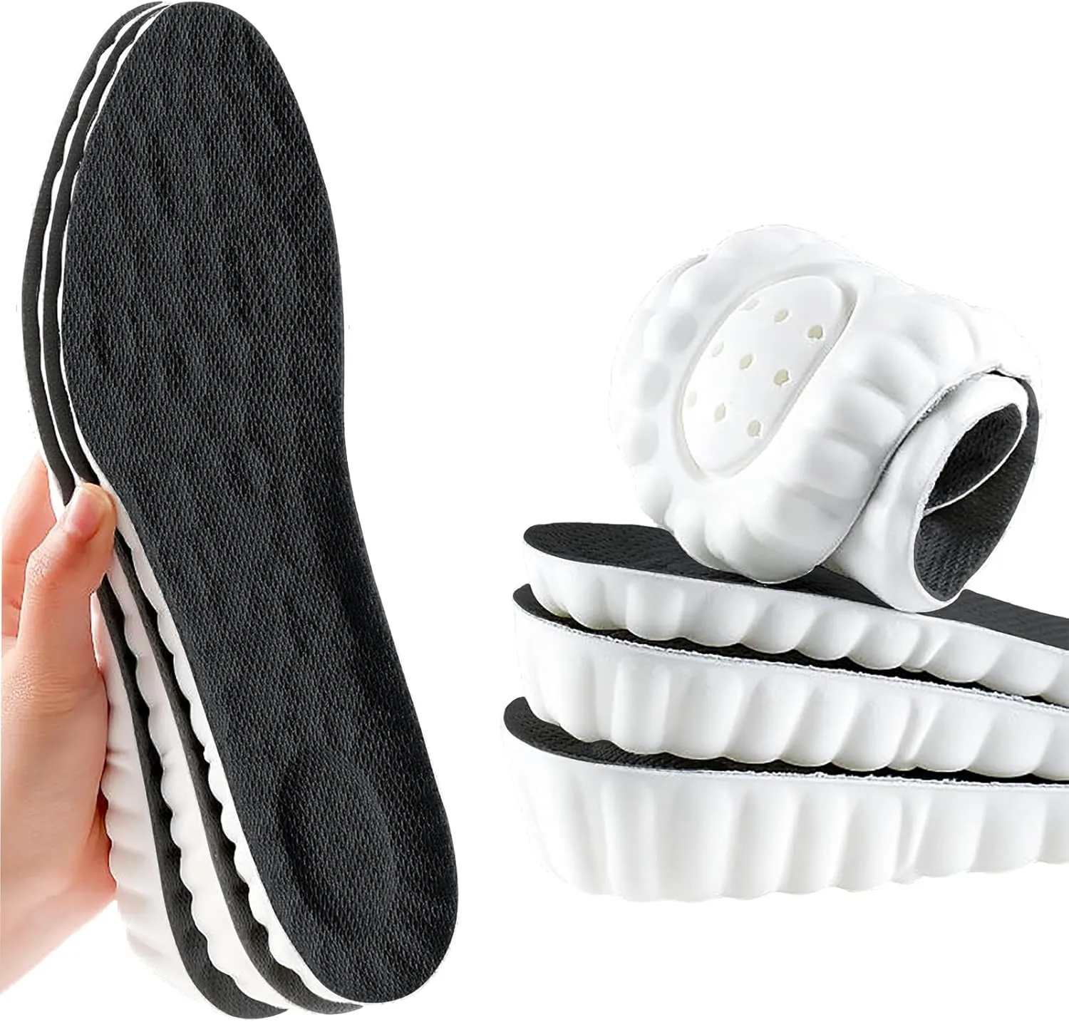 Height Increase Memory Foam Insoles for Men & Women - Taller Heel Lift Shoe Inserts with Breathable Cushioned Comfort for Sports Shoes, Work Boots | Trim to Fit (Black 2.5cm, 6-8.5 US Women)