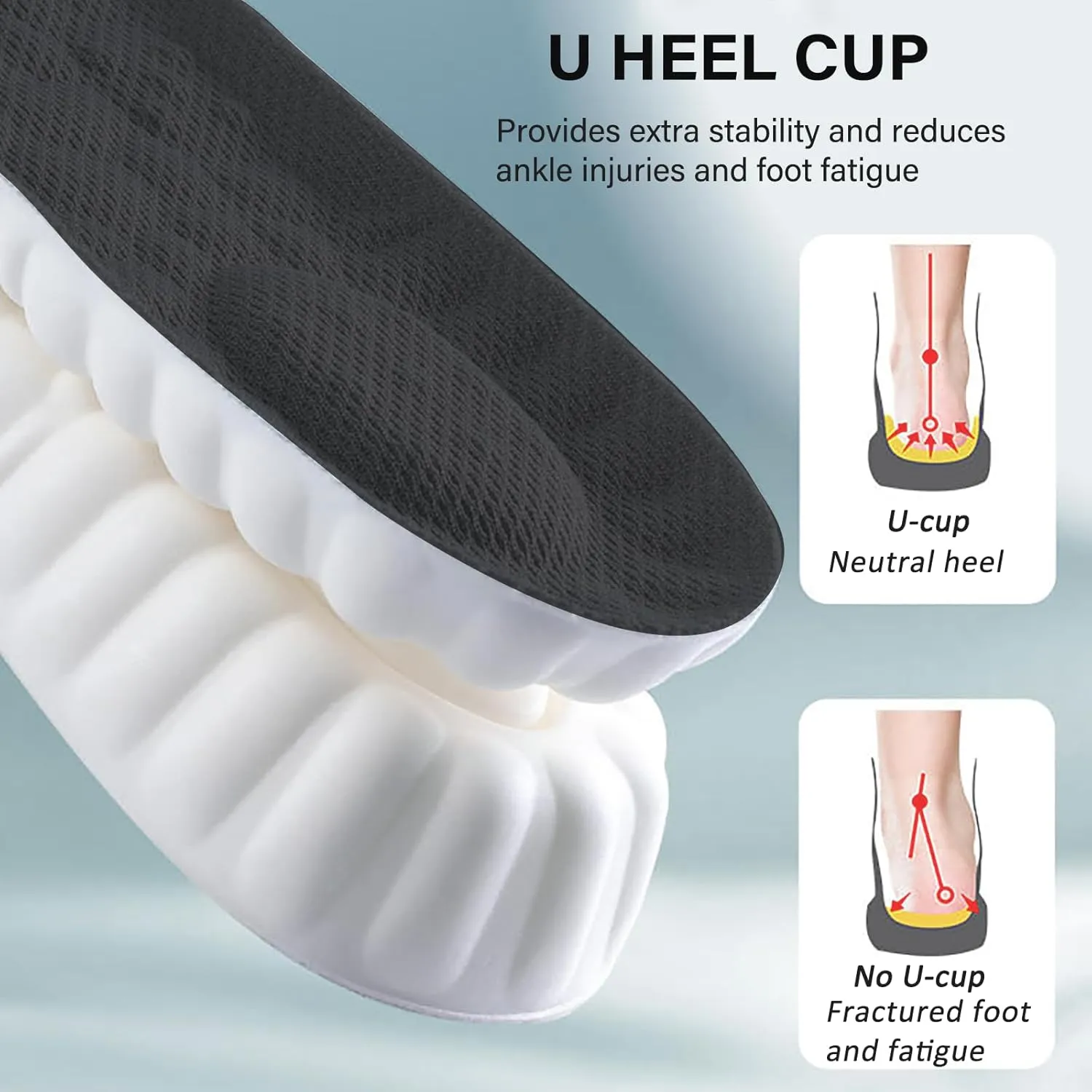 Height Increase Memory Foam Insoles for Men & Women - Taller Heel Lift Shoe Inserts with Breathable Cushioned Comfort for Sports Shoes, Work Boots | Trim to Fit (Black 2.5cm, 6-8.5 US Women)