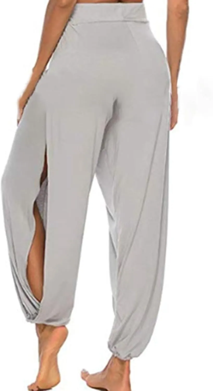 Hippie Yoga Harem Pants Women Plus Size Side High Slit Joggers Active Workout Sweatpants Beach Pants Trendy Trousers