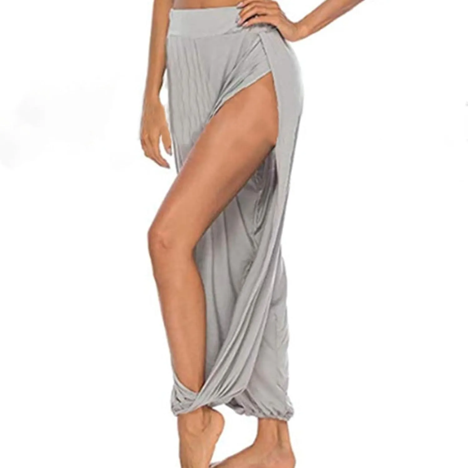 Hippie Yoga Harem Pants Women Plus Size Side High Slit Joggers Active Workout Sweatpants Beach Pants Trendy Trousers
