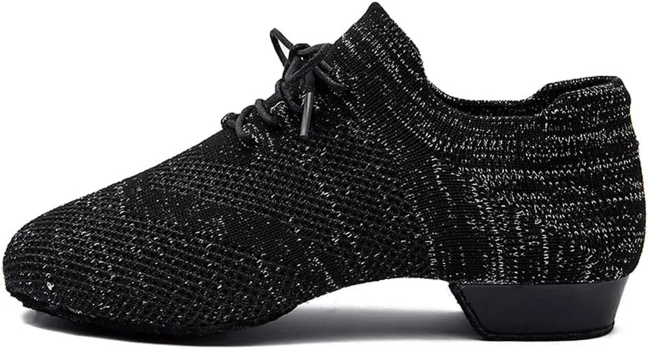 HIPPOSEUS Women's Lace Up Ballet Dance Practice Shoes Split-Sole Latin Ballroom Jazz Dance Teaching Shoes,Model KCBD