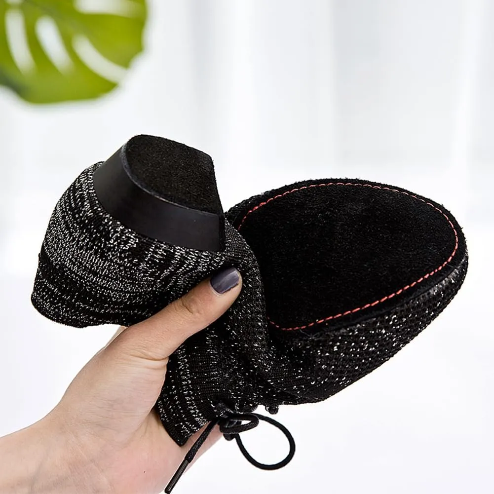 HIPPOSEUS Women's Lace Up Ballet Dance Practice Shoes Split-Sole Latin Ballroom Jazz Dance Teaching Shoes,Model KCBD