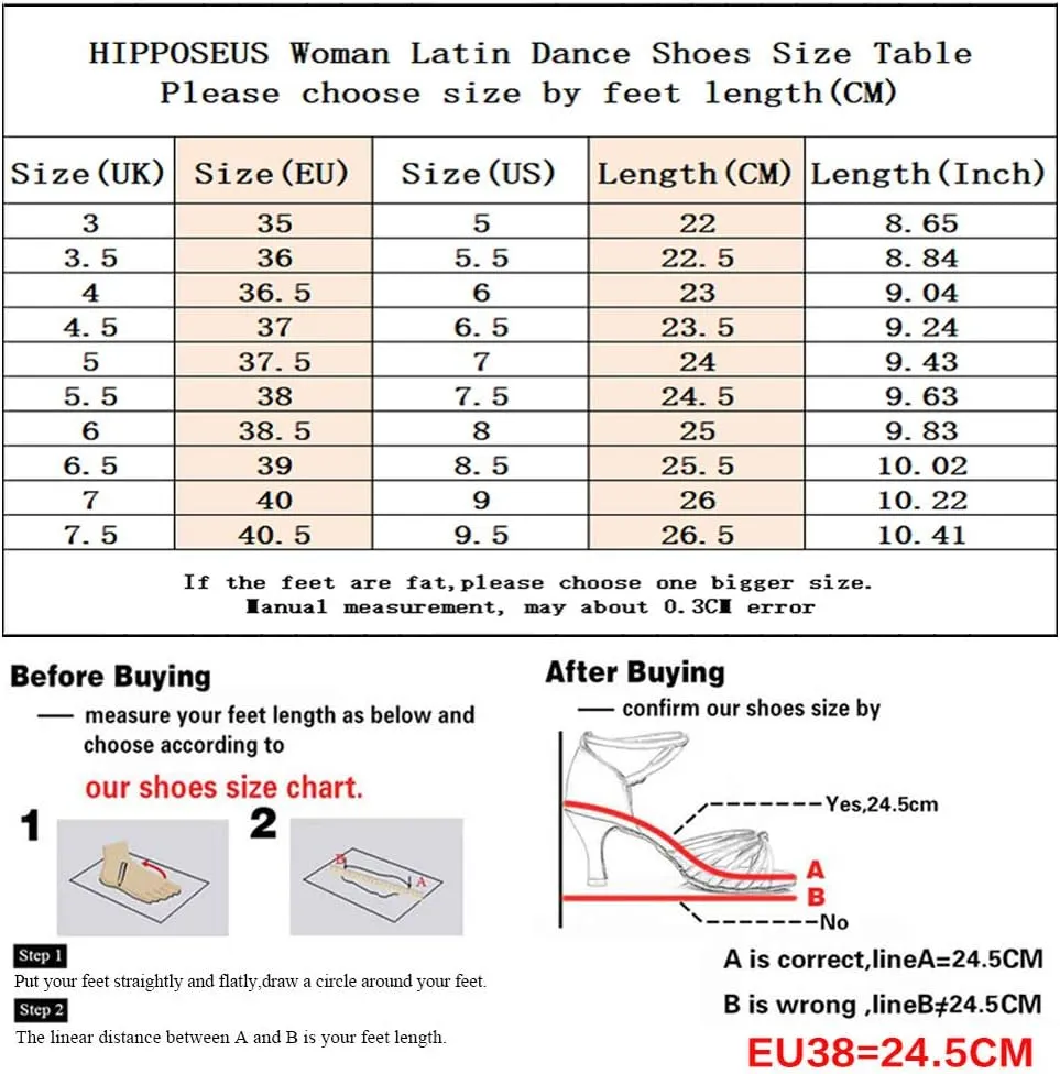 HIPPOSEUS Women's Lace up Latin Dance Practice Shoes Closed Toe Ballroom Salsa Bachata Dance Training Shoes