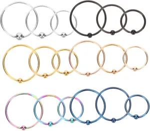 Homoyoyo 18pcs Stainless Steel Nose Body Jewelry for Women Men Skin Friendly Resistant for Parties Special Occasions
