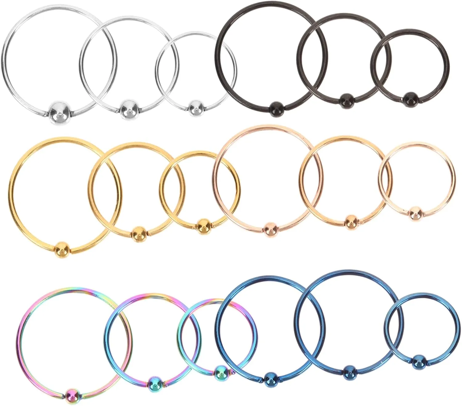 Homoyoyo 18pcs Stainless Steel Nose Body Jewelry for Women Men Skin Friendly Resistant for Parties Special Occasions