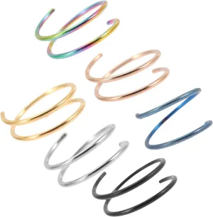 Homoyoyo Nose Ring Studs for Women Spiral Nose Hoop Stainless Steel Double Hoops