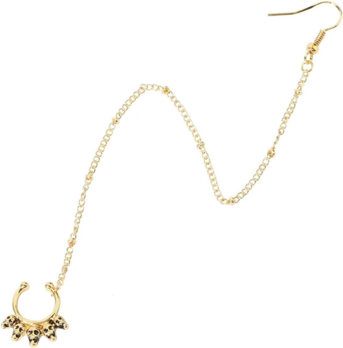 Homoyoyo U Shaped Nose Ring Elegant Metal Nose Piercing Jewelry Long Chain Design for Dance Party and Beach Durable and Stylish Accessory for Unique Personality