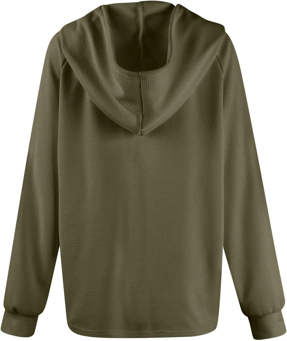 Hoodies for Women Fall Fashion 2024 Waffle Knit Tops Button V Neck Casual Hooded Pullover Oversized Sweatshirt
