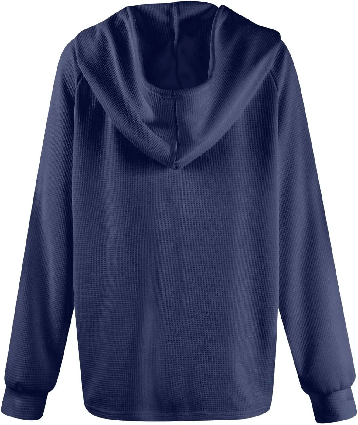 Hoodies for Women Fall Fashion 2024 Waffle Knit Tops Button V Neck Casual Hooded Pullover Oversized Sweatshirt