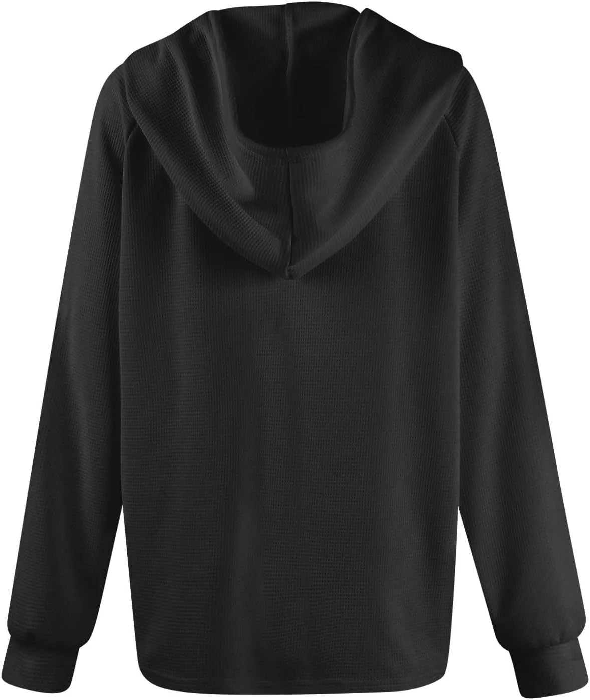 Hoodies for Women Fall Fashion 2024 Waffle Knit Tops Button V Neck Casual Hooded Pullover Oversized Sweatshirt