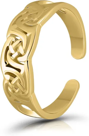 Hoops & Loops 925 Sterling Silver Irish Celtic Knot Open Toe Ring for Women Men