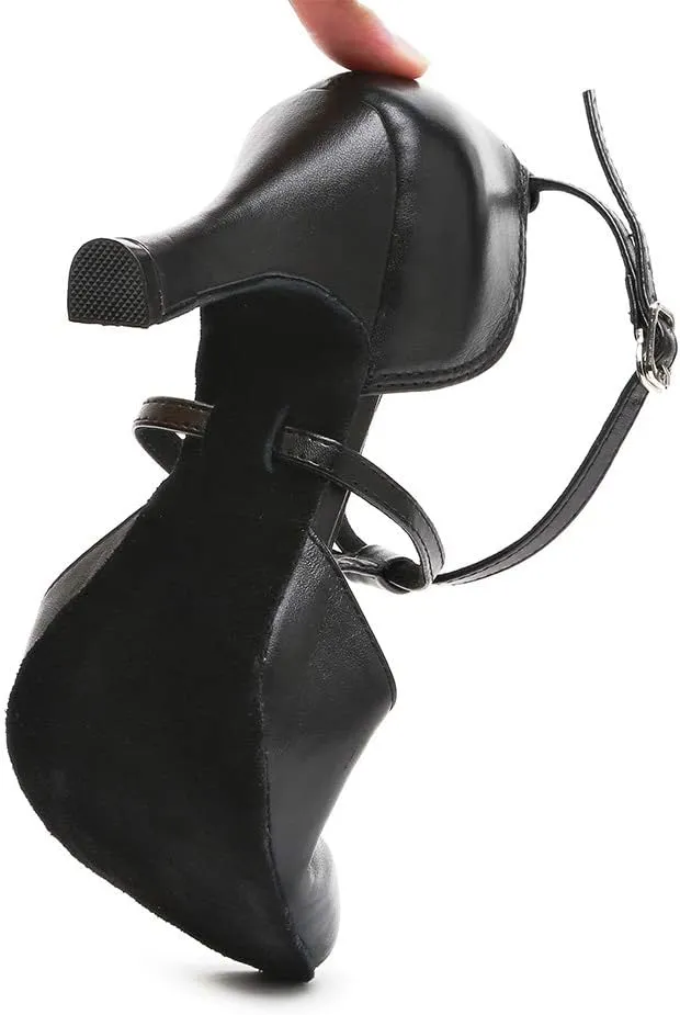 HROYL Character Dance Shoes for Women T-Strap Modern Latin Salsa Tango Shoes Ballroom Dance Heels,Model YCL217/272