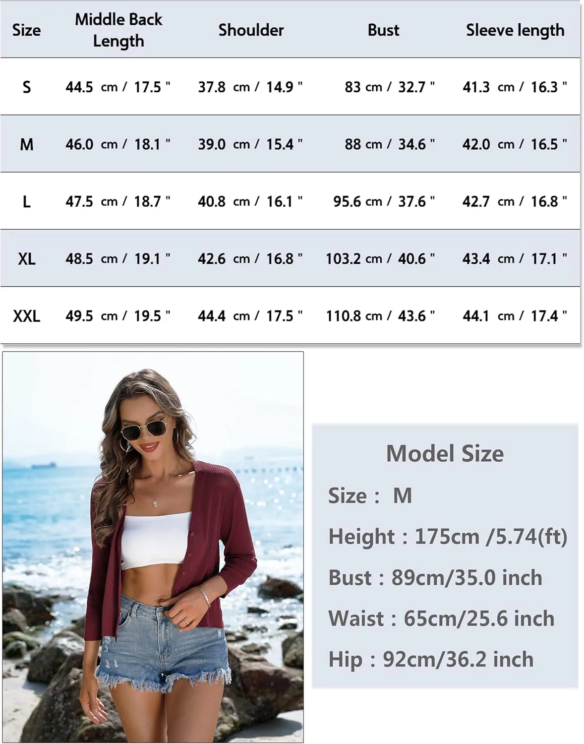iClosam Womens Summer Lightweight Cropped Cardigans 3/4 Sleeve Knit Shrugs V Neck Button Down Cardigans Sweaters