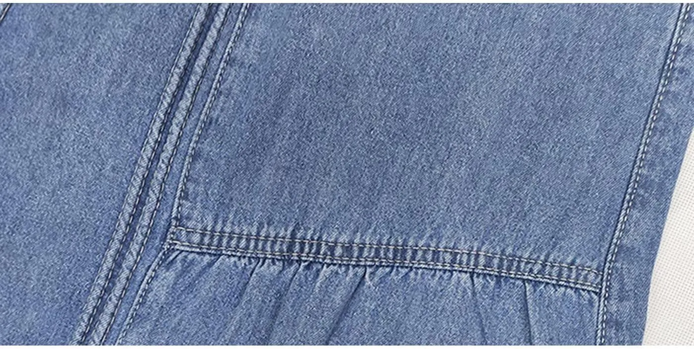 INVACHI Womens Long Jean Skirt Maxi Denim Skirt Women Elastic Waist Jean Skirt with Pockets