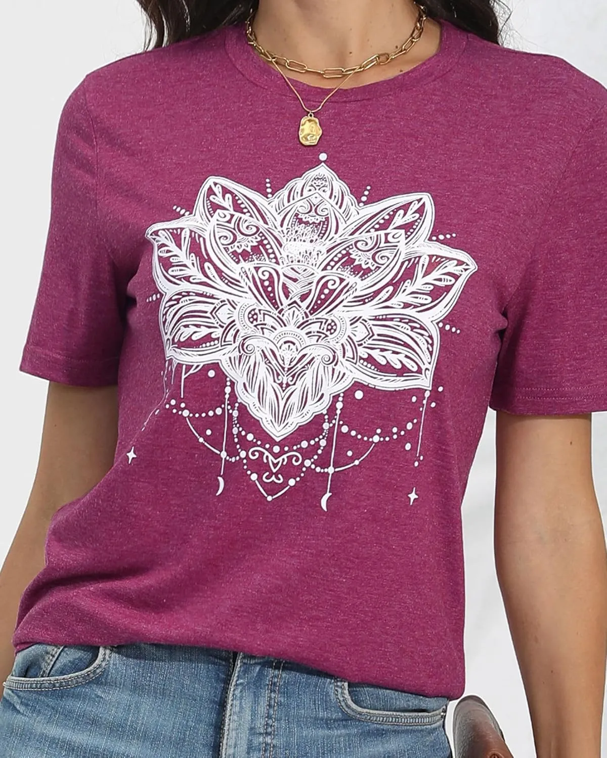 IRISGOD Womens Graphic Tees Casual Summer Short Sleeve Vintage T Shirts Tops
