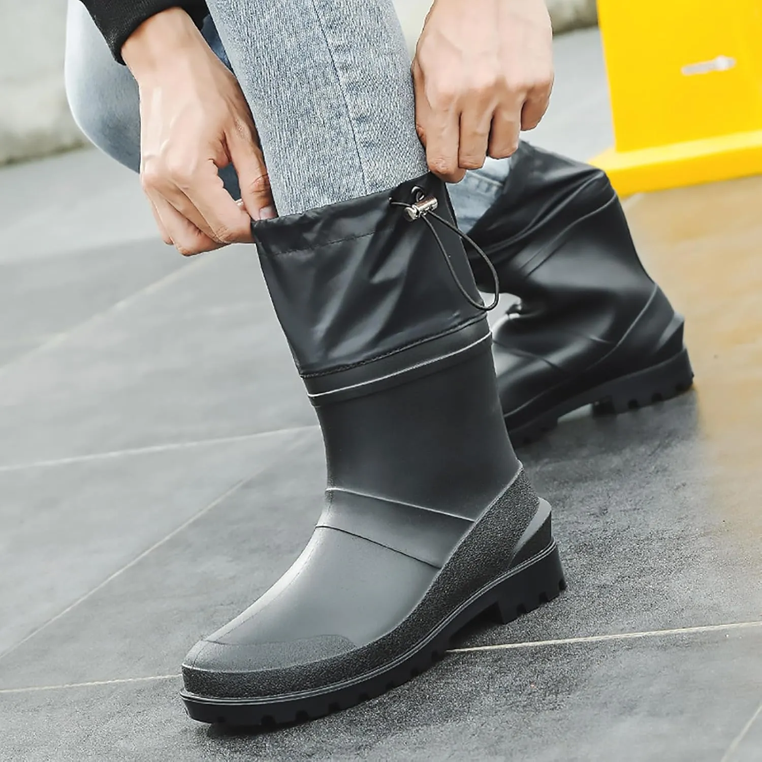 jessie Rain Boots for Men Mud Boot Short Ankle Boots PVC Waterproof Rubber Boots Mud Boot Short Boots