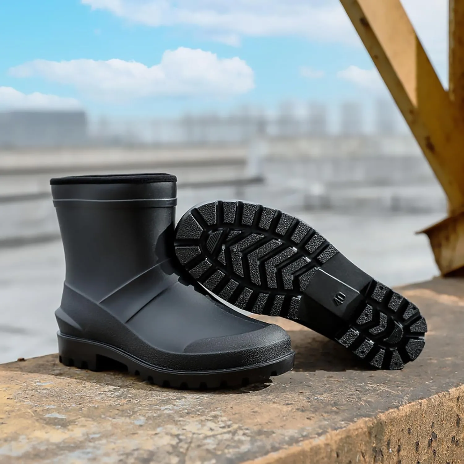 jessie Rain Boots for Men Mud Boot Short Ankle Boots PVC Waterproof Rubber Boots Mud Boot Short Boots