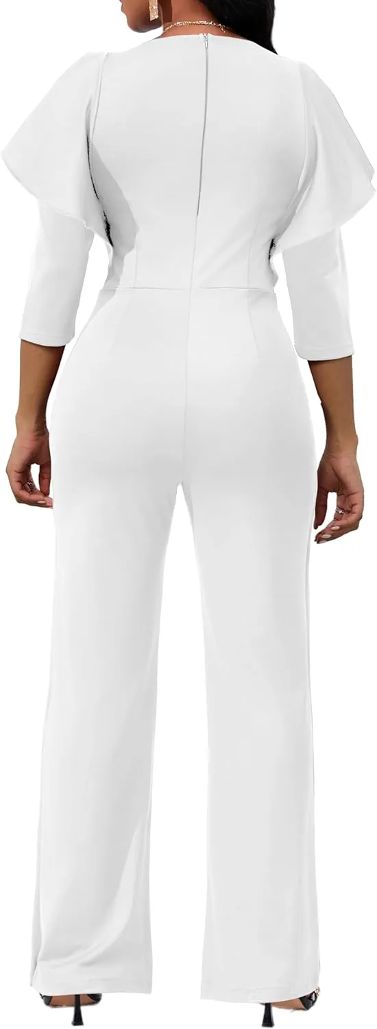 Jumpsuits for Women Wide Leg High Waist Jumpsuits Formal Long Straight Pants for Evening Party