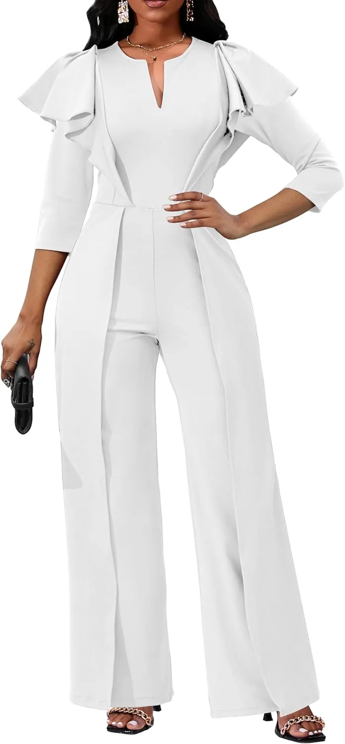 Jumpsuits for Women Wide Leg High Waist Jumpsuits Formal Long Straight Pants for Evening Party