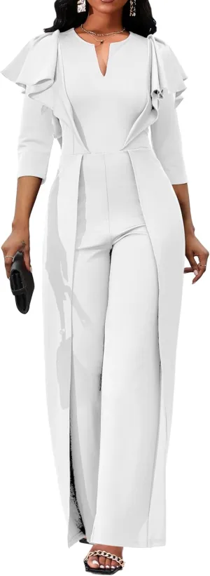 Jumpsuits for Women Wide Leg High Waist Jumpsuits Formal Long Straight Pants for Evening Party