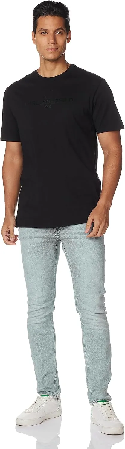 KARL LAGERFELD mens Soft Crew Neck Tonal Logo Short Sleeve T-shirt