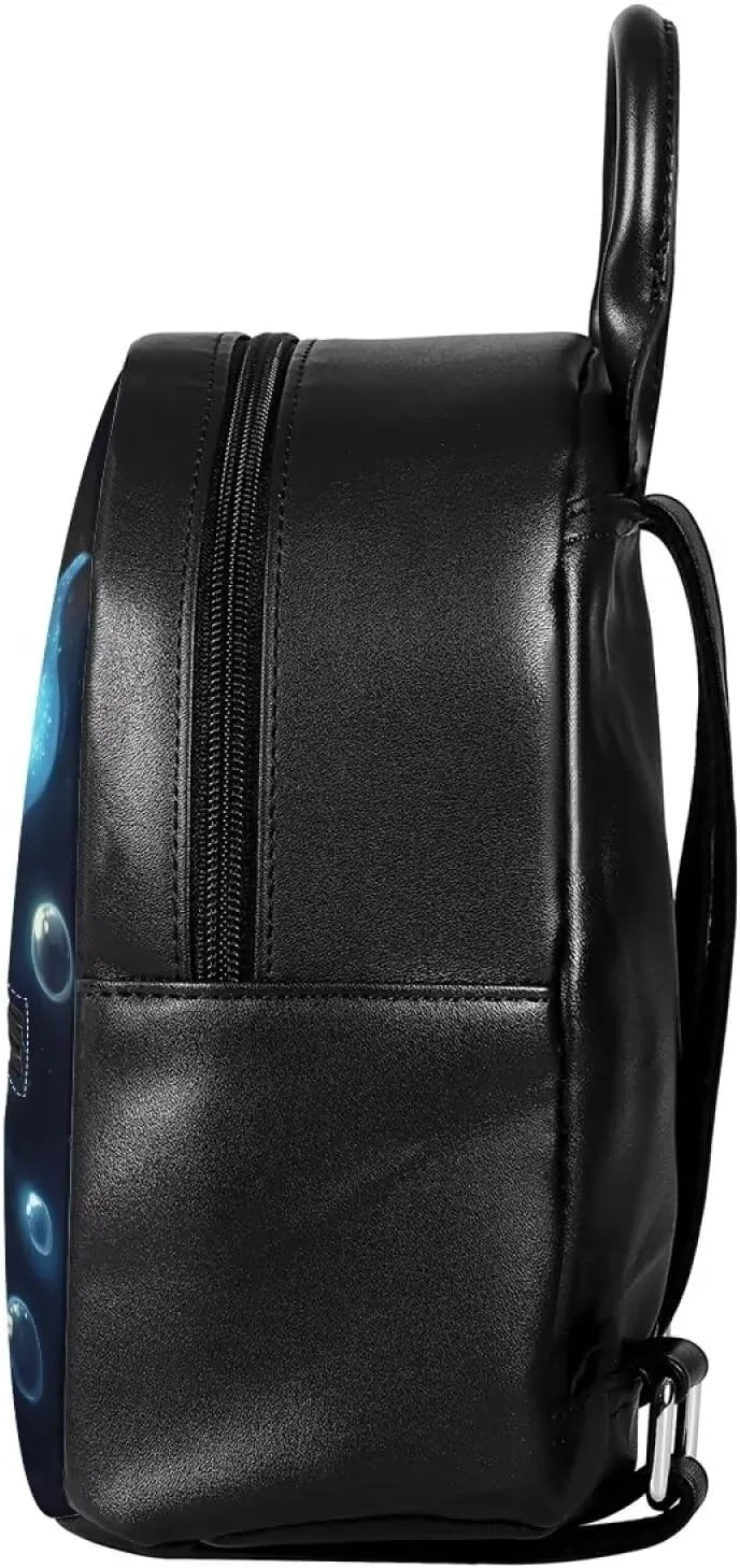 Kawaii Axolotl Mini Backpack Purse for Women Leather Shoulder Bag with Zipper Cute Small Backpack for Girls Kawaii School Bookbag Casual Daypack Travel Satchel