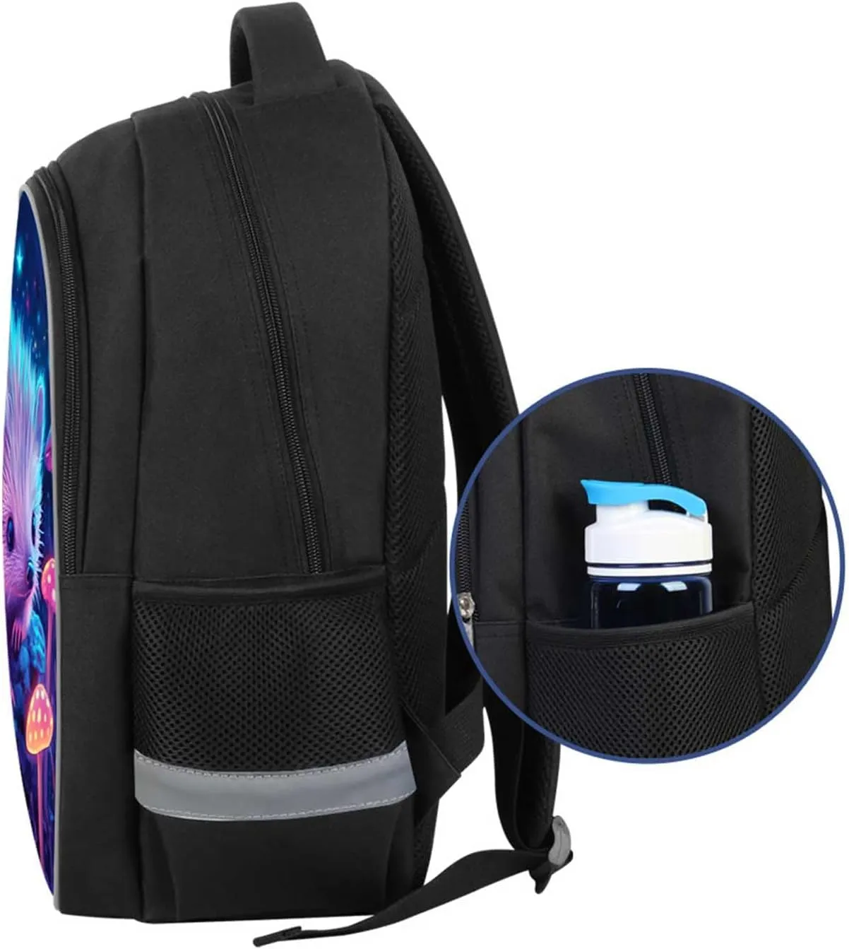 Kids School Backpack for Boys Girls, Children Teens Back Pack for Elementary Primary, Polyester Bookbag, 17" Large Capacity Hedgehog School Bag, Rectangular, Top Handle