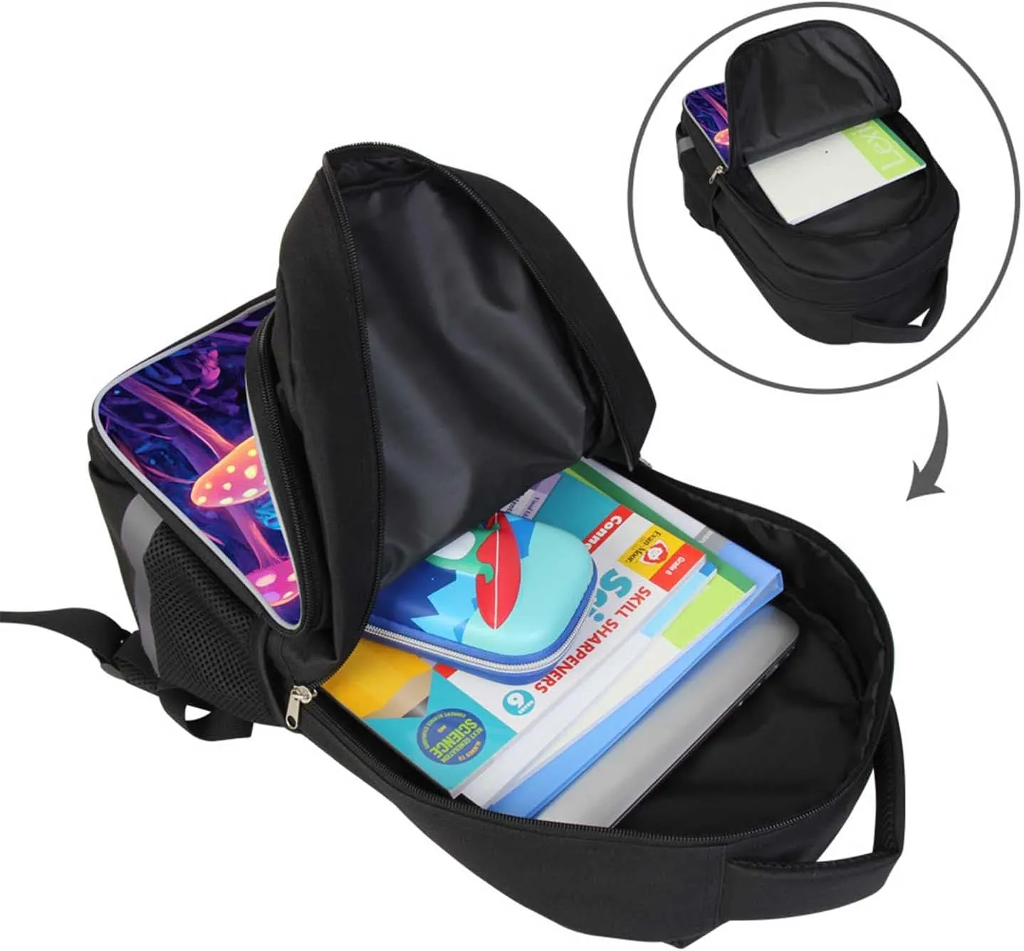 Kids School Backpack for Boys Girls, Children Teens Back Pack for Elementary Primary, Polyester Bookbag, 17" Large Capacity Hedgehog School Bag, Rectangular, Top Handle
